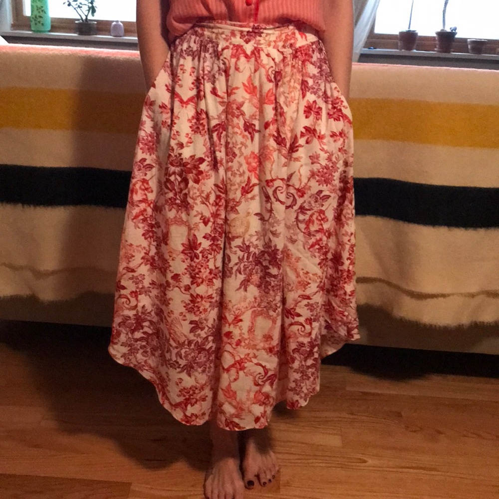 Anthropologie - Asymmetrical floral maxi skirt